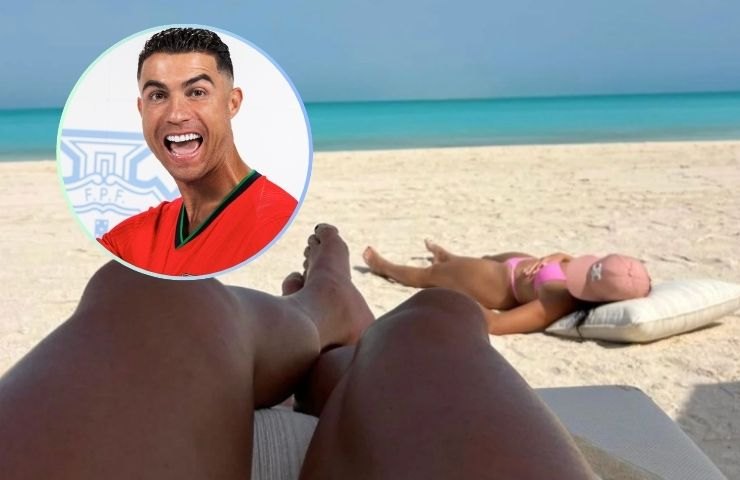 Ronaldo fotografa la sua compagna rilassata al mare