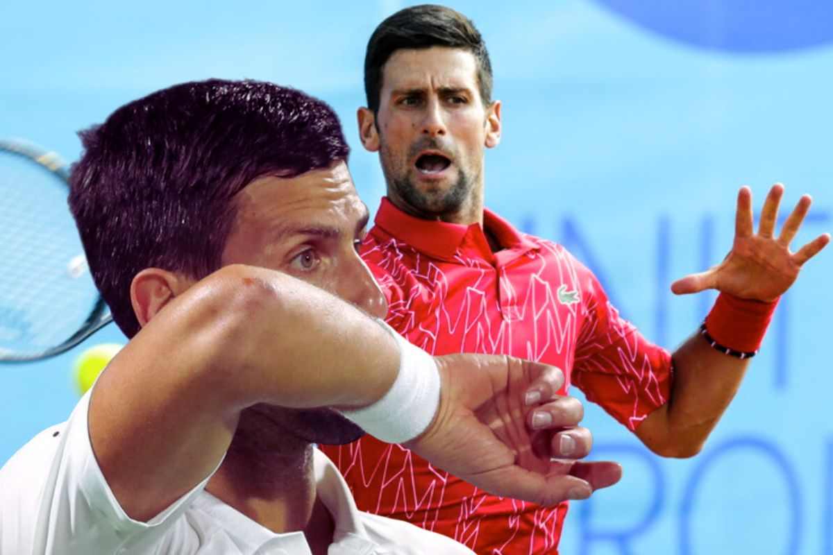Il tennista Djokovic in campo