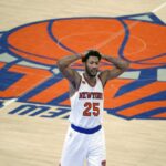 Derrick Rose con la maglia dei New York Knicks